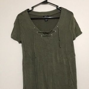 army green vneck shirt